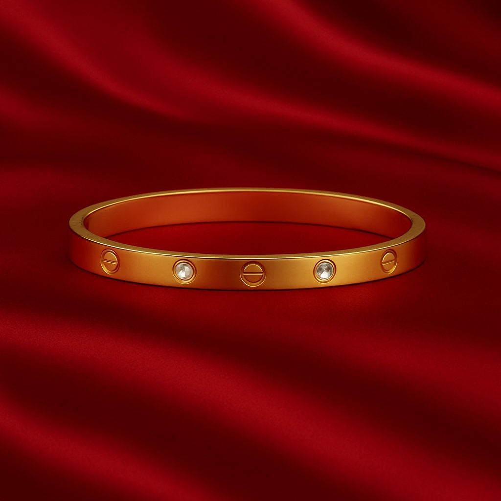 Classic Gold Crystal Bangle Bracelet for Women