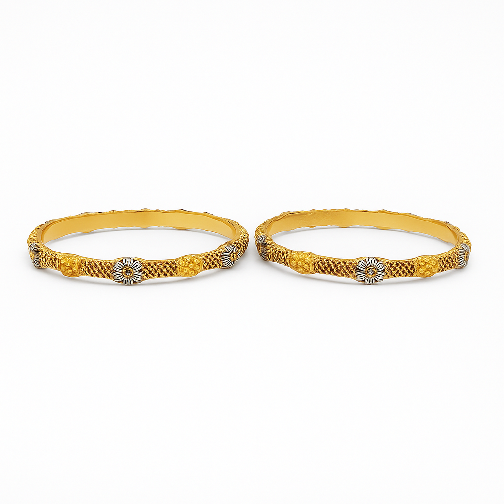 Gold Plated Floral Bangles for Women – Pair