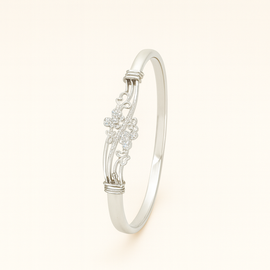 Silver Floral Designer Bangle for Women
