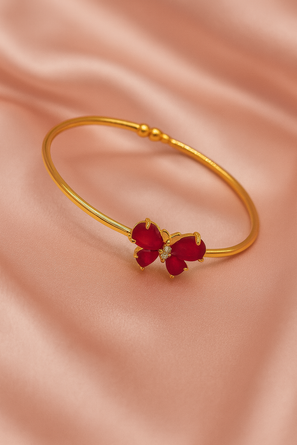 Gold-Plated Red Butterfly Bangle for Women