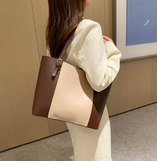 Color Block Large Tote Handbag for Women – Daily Fashion Bag