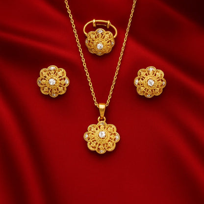 24K Handmade Gold Plated Floral Jewelry Set