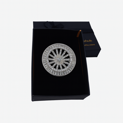 Luxury Round Diamond Cocktail Ring in Silver Finish