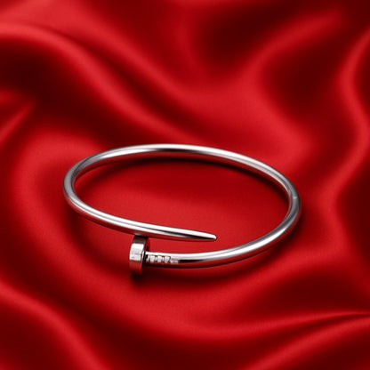 Stainless Steel Nail Design Bracelet – Modern Unisex Minimalist Style