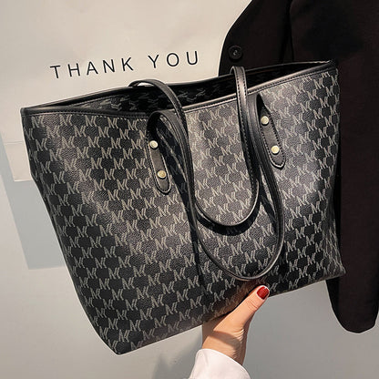 Monogram Print Large Tote Bag for Women – Stylish Daily Bag