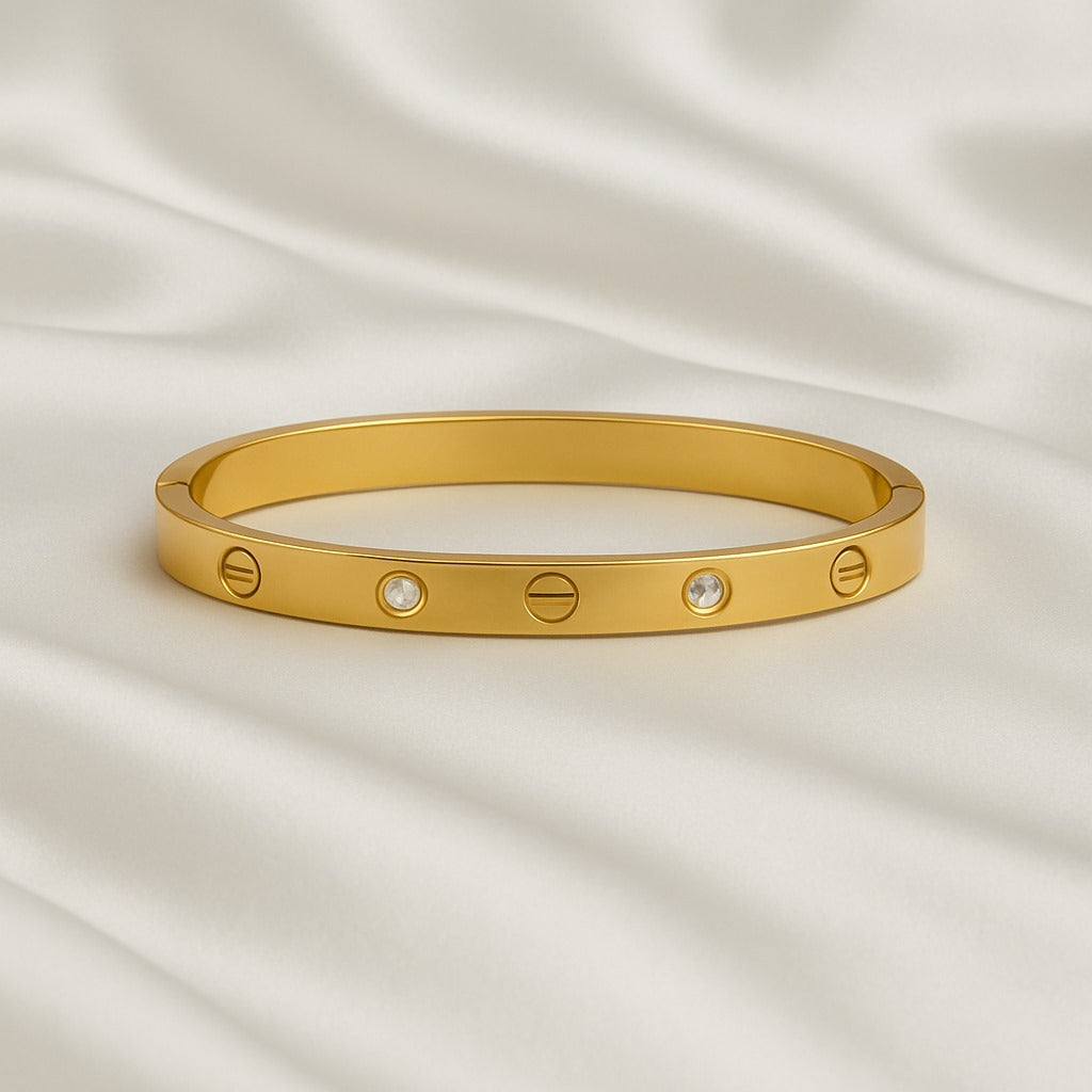 Classic Gold Crystal Bangle Bracelet for Women