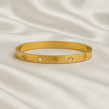 Classic Gold Crystal Bangle Bracelet for Women