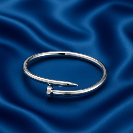 Stainless Steel Nail Design Bracelet – Modern Unisex Minimalist Style