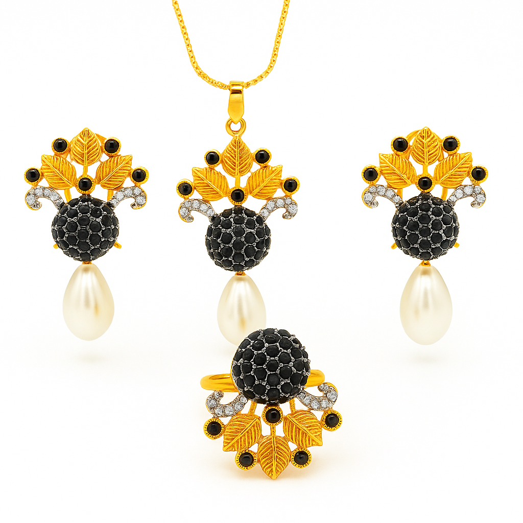 Gold Plated Pearl Jewelry Set for Women – Multi Colors