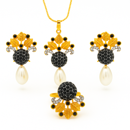 Gold Plated Pearl Jewelry Set for Women – Multi Colors