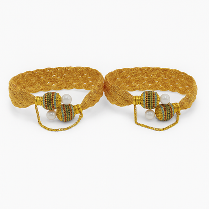 Gold Plated Multicolor Stone Bangles for Women – Pair