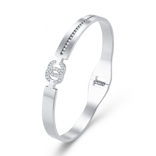 Silver-Tone Designer-Inspired CZ Bracelet for Women