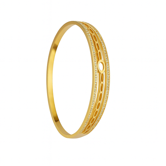 Gold-Plated Stainless Steel Geometric Cutout Bangle