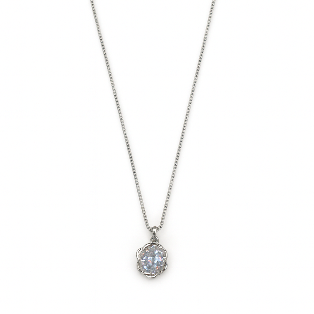 Elegant Silver Solitaire Pendant Necklace