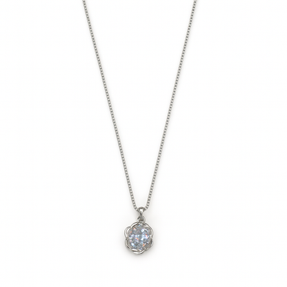Elegant Silver Solitaire Pendant Necklace