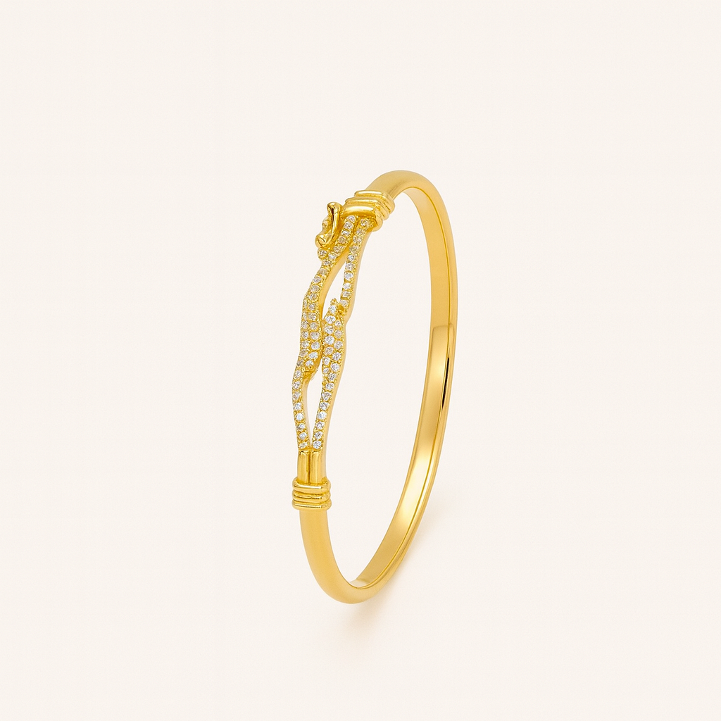 Gold-Plated Designer CZ Bangle for Women