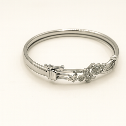 Silver Floral Designer Bangle for Women