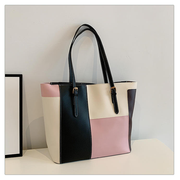 Tri-Color Large Tote Bag for Women – Trendy Daily Style Ah-028