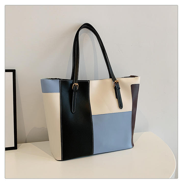 Tri-Color Large Tote Bag for Women – Trendy Daily Style Ah-028