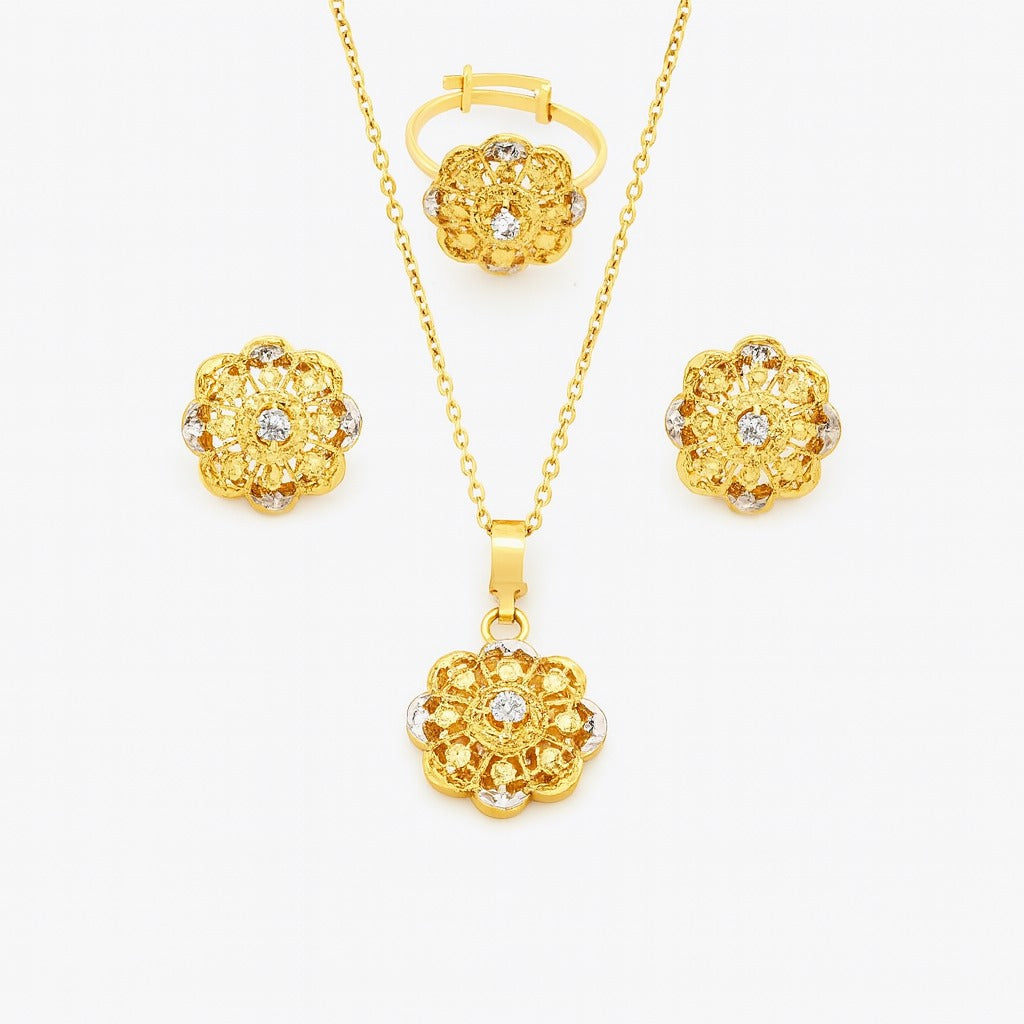 24K Handmade Gold Plated Floral Jewelry Set