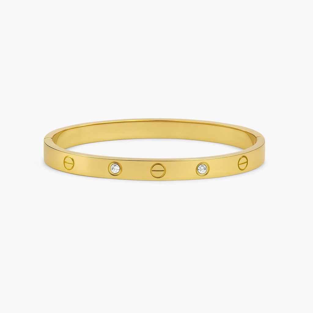 Classic Gold Crystal Bangle Bracelet for Women