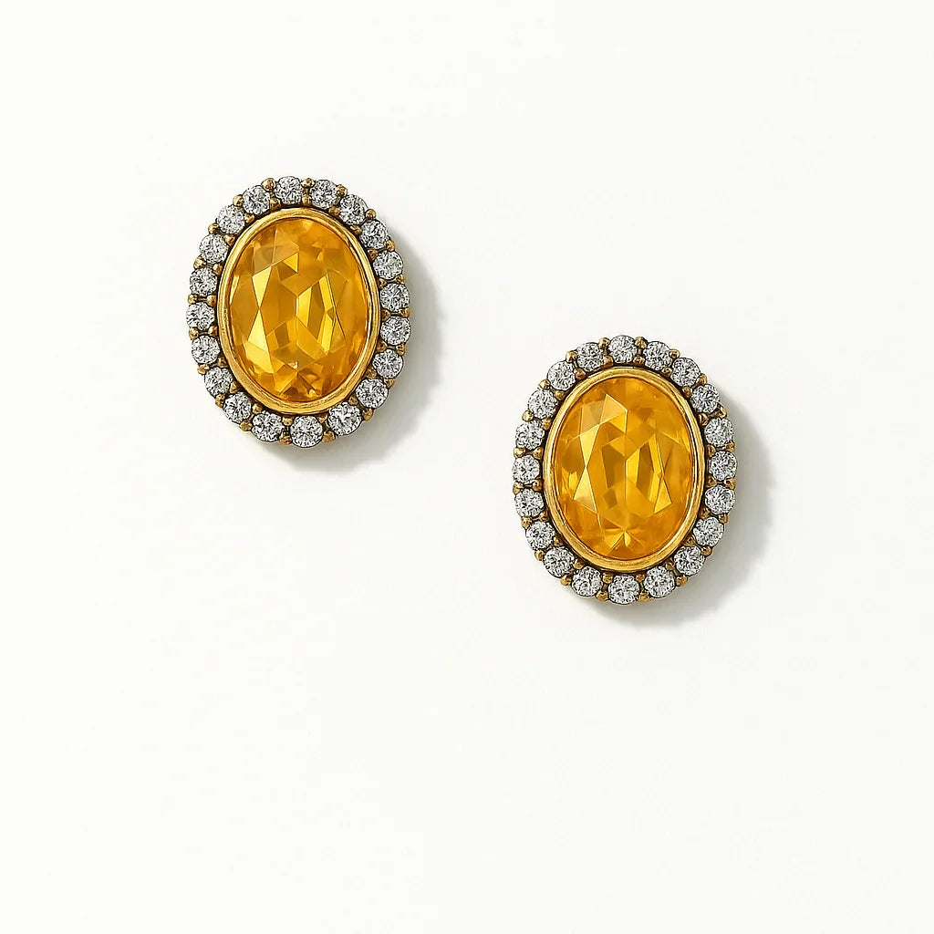 Handcrafted 24k Gold Plated Oval Stud Earrings